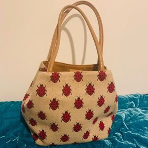 Vintage Zalo tapestry tote with leather handles